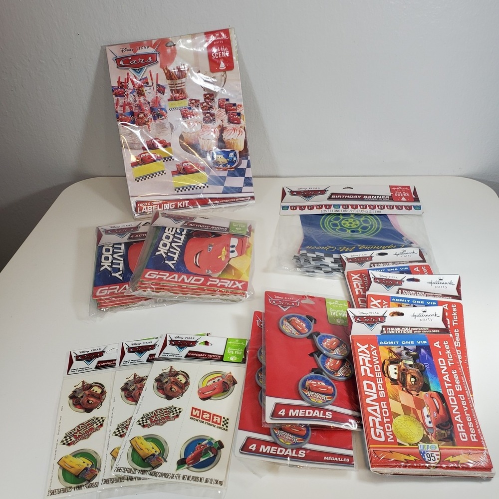 Disney Pixar Cars Hallmark Party Birthday Lot Invitations Banner Labeling Kits B